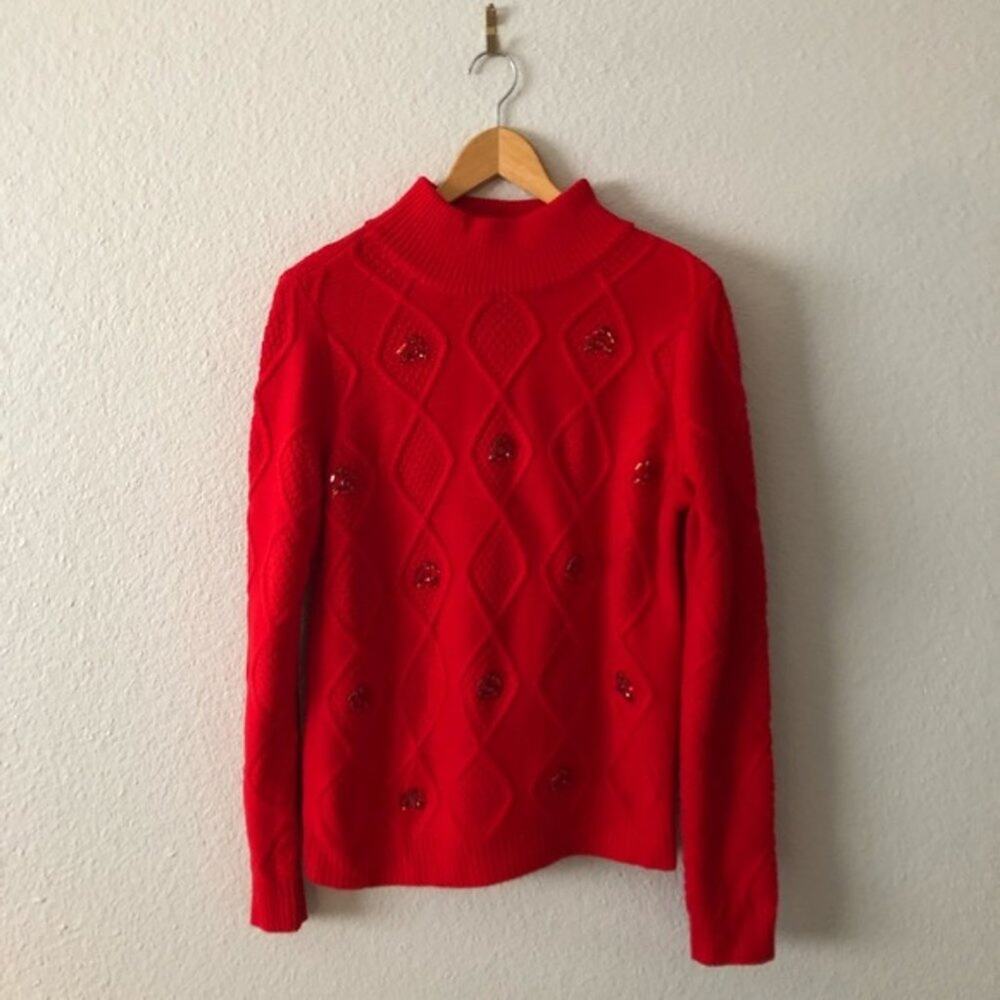 New York & Company Red Holiday Jeweled Sweater